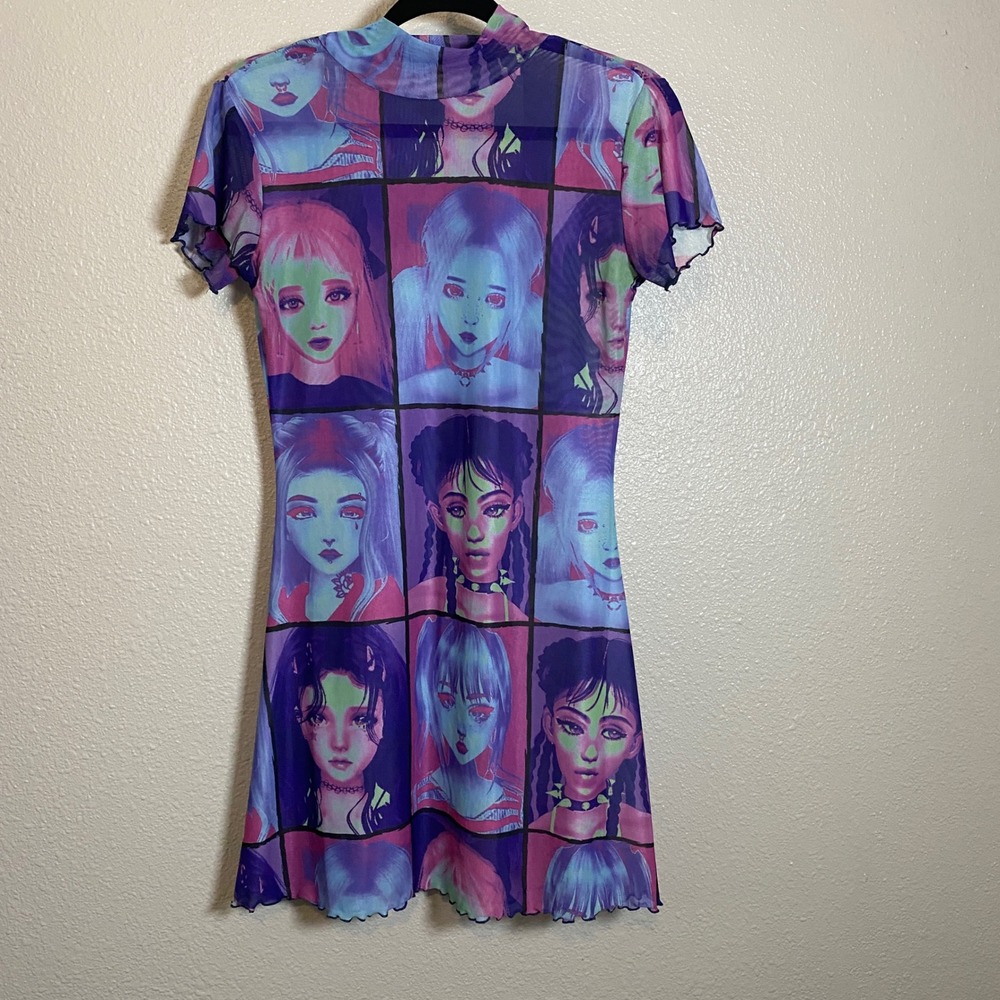 Dolls Kill Current Mood E-Girl Ego Mini Dress L Cybergoth Festival Vaporwave